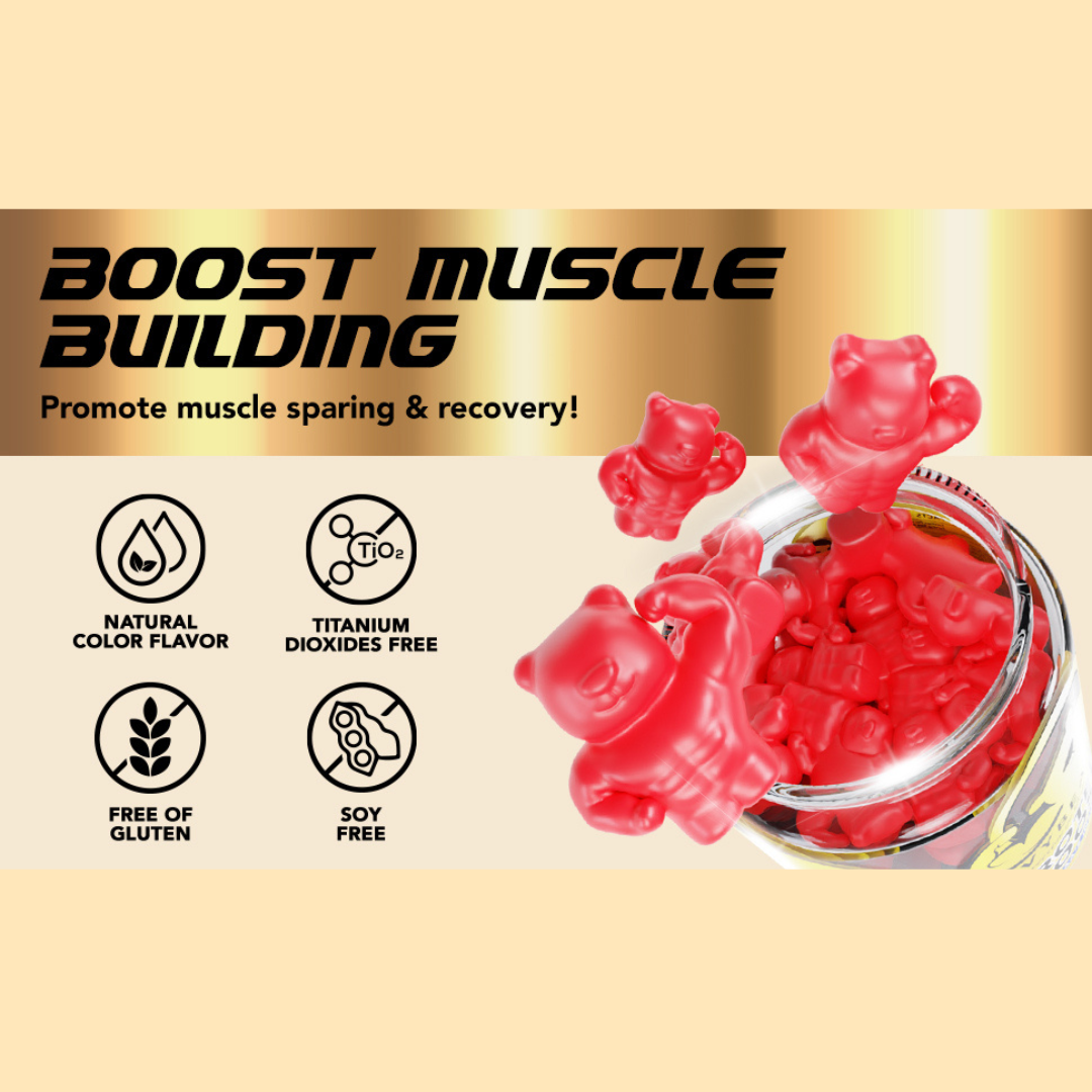 IvyBears® Protein Boost BCAA Gummies with 25g Pea Protein, Taurine, Creapure® Creatine, and Essential Vitamins | Boost Performance, Recovery, and Muscle Building