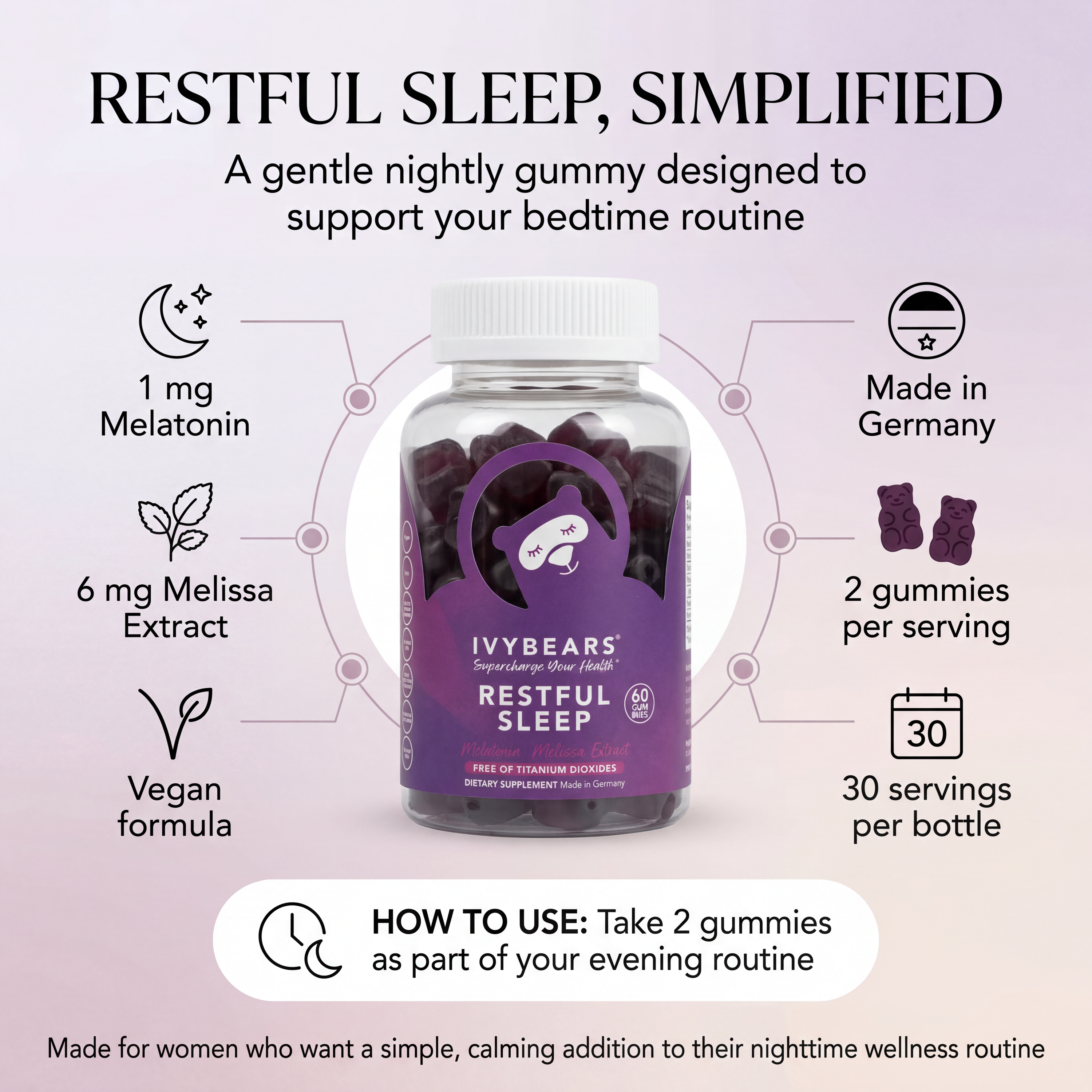 IVYBEARS® Restful Sleep Gummies – Natural Sleep Support for Stress-Free Nights