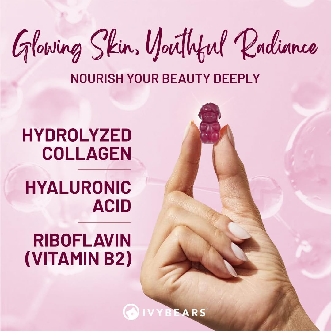 IVYBEARS® Vibrant Skin Gummies – Collagen & Hyaluronic Acid for Radiant, Youthful Skin