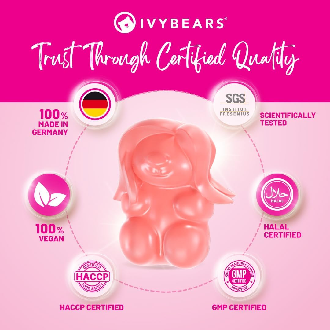 IVYBEARS Women's Hair Growth Gummies - Vegan, High Biotin Formula for Stronger, Shinier Hair