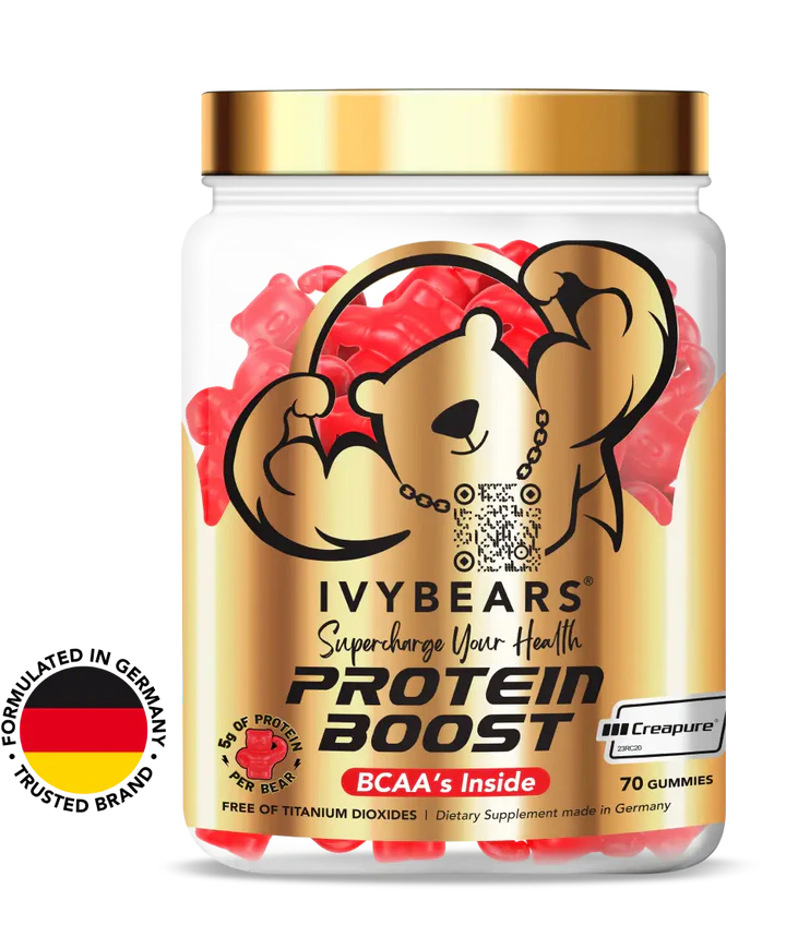 IvyBears® Protein Boost BCAA Gummies with 25g Pea Protein, Taurine, Creapure® Creatine, and Essential Vitamins | Boost Performance, Recovery, and Muscle Building